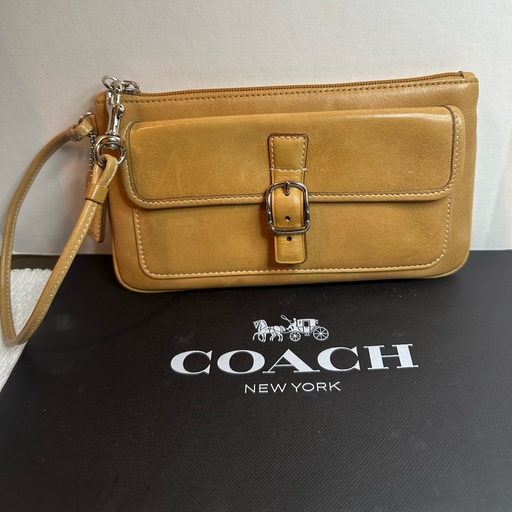 Coach Tan Leather Wristlet